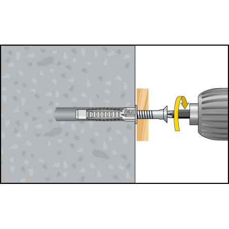 Cheville multi-matériaux avec collerette MZK 6 + vis SPS 4,5x45