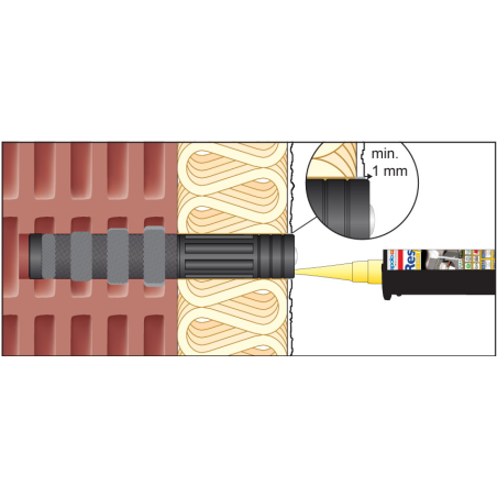 ResiTHERM® 37/120 M12, kit de 2 pièces comprenant le mortier d'injection ResiFIX VY300SF, acier inoxydable A4